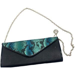 Big Budda Multicolor Faux Snakeskin Small Clutch Wallet Bag CB Chain Strap READ